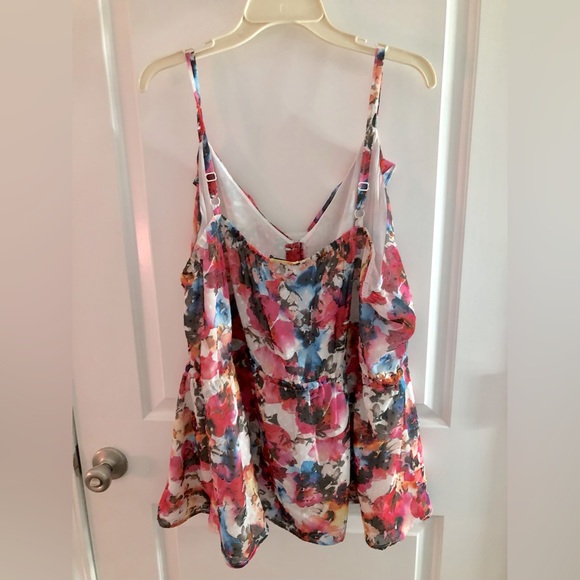 Torrid Chiffon Clip Dot Ruffle Tie Waist Tank NWT - Picture 6 of 7